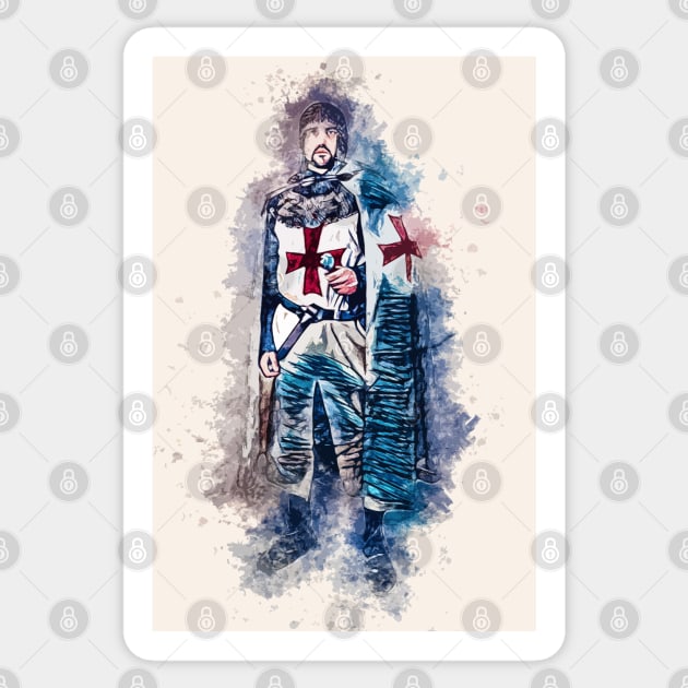 Knights Templar Warrior The crusader Watercolor Historic Fine Art Sticker by Naumovski